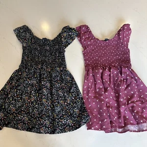 Girls Art Class Floral Smocked Top Flutter Sleeve Dresses Size 6-7 - Picture 1 of 11