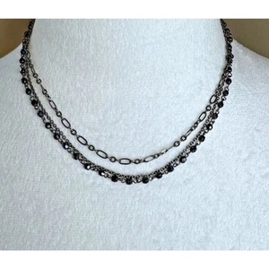 VTG The Limited Goth 3-Strand Black Gunmetal Facet Bead Choker Necklace 15 Inch - Picture 1 of 7