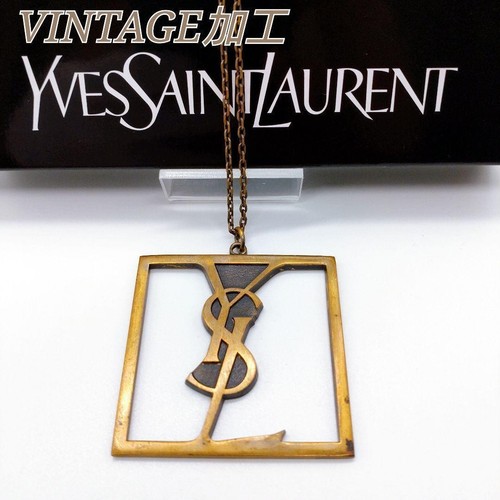 SAINT LAURENT (YSL) 【YSL】Yves Saint Laurent Collana Catena Vintage Lavorata Raccordi Metallo Oro