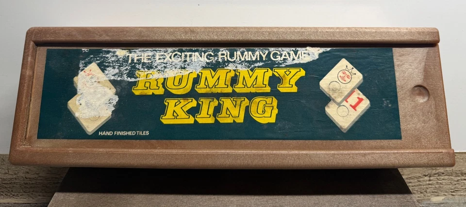 Vintage 1977 Rummy King Game Hand Finished Tiles 4 Racks -Fast Ship - Image 1 of 4