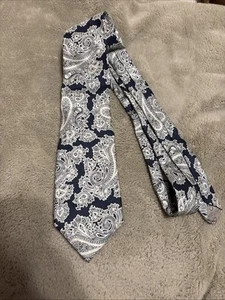 Vintage Christian Dior Herren Seide Paisley Krawatte Länge Blau Weiß - Bild 1 von 6
