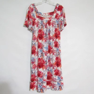 Soft Surroundings Nightgown Multicolor Floral Short Sleeve Night Shirt Sz SMALL - Image 1 of 4
