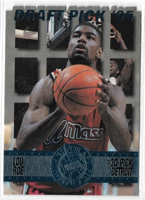 1995 Press Pass Die Cuts Blue #25 Lou Roe RC UMass Minutemen Detroit Pistons - Image 1 of 2