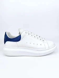 Alexander McQueen Oversized White Paris Blue Sneakers Usate EU 40 UK 7.5 US 10.5 - Foto 1 di 12