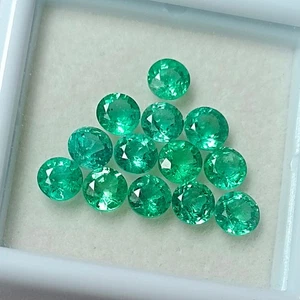 2.83 CT - Natural Zambian Emerald Nice Luster Green Gem 13 Round Set - 9588 - Picture 1 of 3