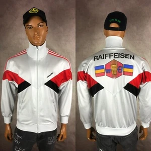 VTG 90s Mens Adidas Originals RAIFFEISEN Football Romania Retro Jacket Size M D5 - Picture 1 of 7