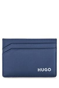 [HUGO] Embossed Logo Leather Card Holder Men's 50470746 Navy       