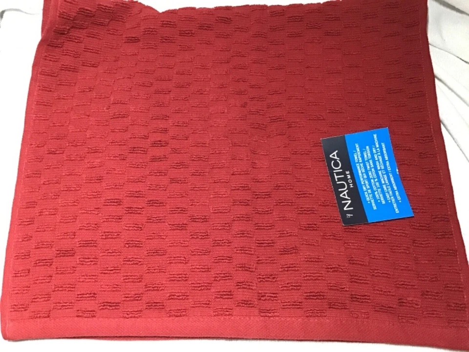 TOALLA DE MANO NAUTICA (1) MADERA DE HAYA ROJO CARMESÍ 16 X 26 100% ALGODÓN NUEVA CON ETIQUETAS Foto 1 de 1