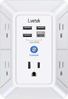 5-Outlet Surge Protector Wall Charger 4 USB Ports Multi Plug Home Office Travel