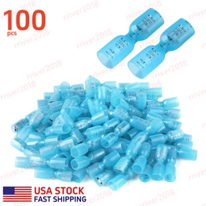 100x Marine Waterproof Heat Shrink Female Spade Connector Terminal 16-14AWG Wire - Picture 1 of 11