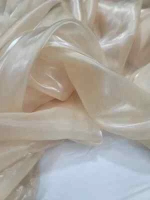 CRYSTAL ORGANZA ORGANDY Champagne Beige Fabric Sold By The Yard For Dress Silky - Image 1 of 4