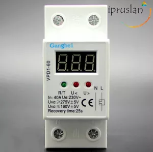 Under Over Voltage Protector LCD Relay 40A 230V 50Hz Automatic Recovery Device - Picture 1 of 6