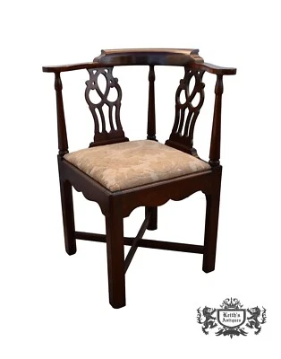 Silla Esquinera Estilo Chippendale Caoba Sólida Vintage Hickory Foto 1 de 4