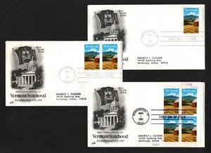 OPC X3 1991 US Art Craft 29c Vermont Statehood FDC Sc#2533 44016 - Imagen 1 de 1
