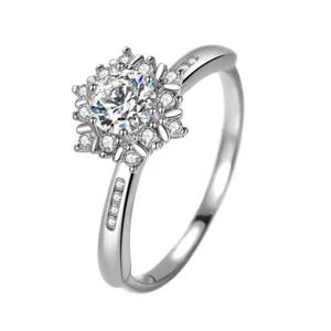 Anillo de compromiso de plata 925 con banda de copo de nieve para mujer de 3 quilates talla 4-9 - Imagen 1 de 16