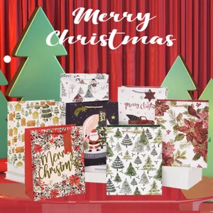 3PCS Christmas Gift Bags, Handbag Medium Large Gift Wrapping Bags Xmas Presents - Picture 1 of 14