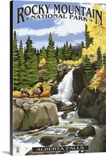 Alberta Falls - Rocky Mountain National Canvas Wall Art Print, Waterfall Home