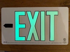 UL LISTED GLOW IN THE DARK EXIT SIGN PHOTOLUMINESCENT 16" X 9" - Picture 1 of 2