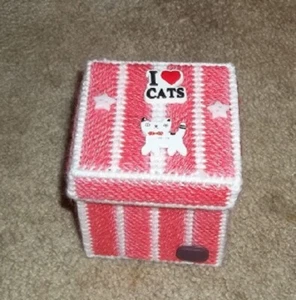 New Hand Made Crafted Trinket Box Plastic Canvas 3" 4" 5" Square U Choose New - Picture 1 of 12