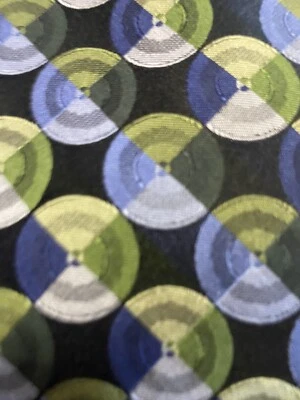 Corbata de seda Bachrach para hombre geométrica azul verde negra corbata usada en excelente estado 3/4" x 58" Foto 1 de 4