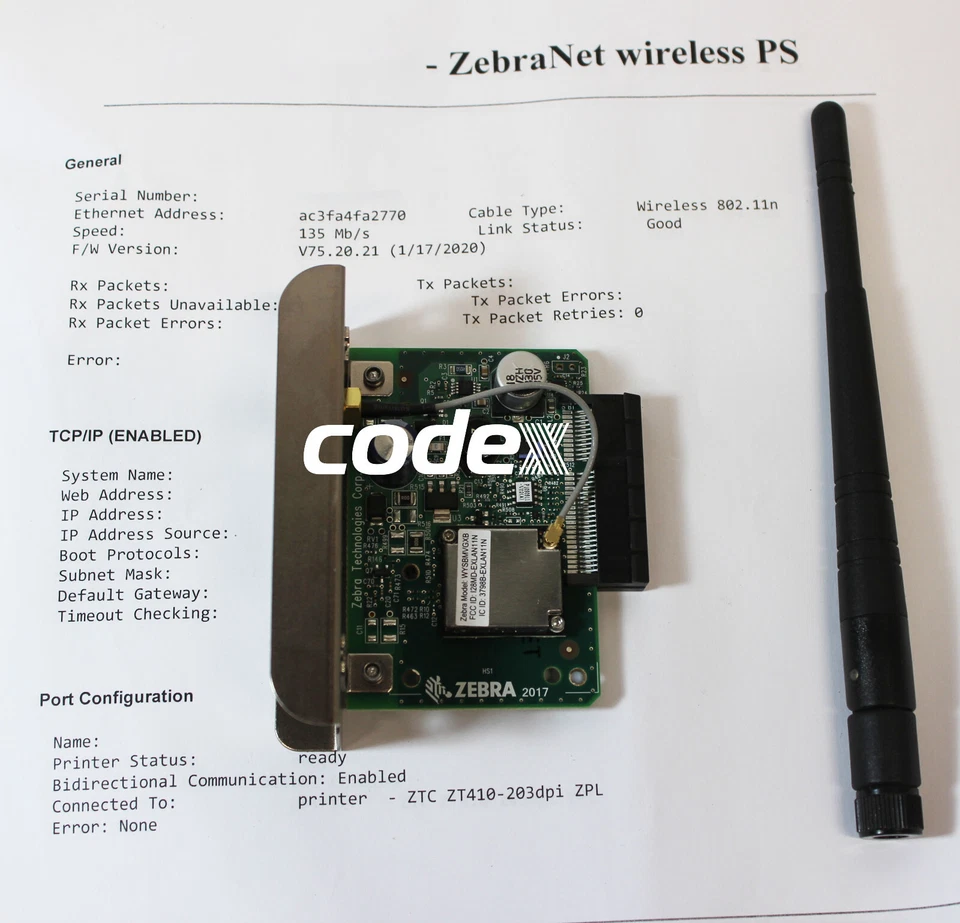 Zebra P1058930-097A Wifi ZT220 ZT230 ZT410 ZT420 внутренний беспроводной 802.11n - Изображение 1 из 1