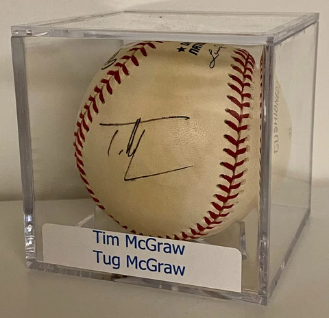 Tim and Tug McGraw Signed MLB NL Baseball Auto Musician Country Music Singer PSA Cover