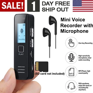 Mini Digital Voice Recorder Audio Dictaphone MP3 Player w/Microphone for Lecture - Picture 1 of 17