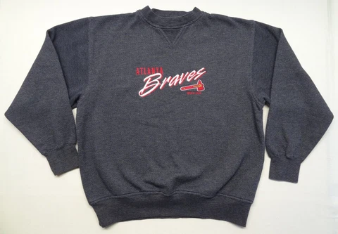 Atlanta Braves 1998 MLB Crable Sportswear Sweatshirt 90s VTG Waffle Embroidered Cover