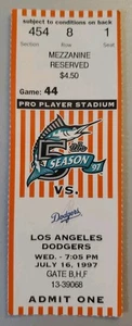 Florida Marlins Los Angeles Dodgers Baseball Ticket Stub 7/16 1997 Kevin Brown W - Picture 1 of 2