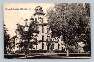 Vintage Central School Sterling Illinois frühe 1900er Postkarte - Bild 1 von 2