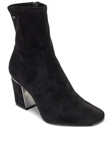 NEU DKNY Damen schwarz Wildleder Cavale Stretch Booties Größe 9 Blockabsatz Herbst Stiefel - Bild 1 von 8