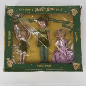 Vintage 50er Jahre Walt Disney Peter Pan Tinker Bell Wendy Puppen Set OVP - Bild 1 von 24