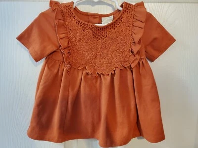 Niñas Infantes Niños Rachel Zoe Vestido Naranja Talla 18 Meses Floral Encaje Foto 1 de 4