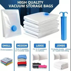 10 PACK XL Space Saver Extra Large Vacuum Seal Storage Bag ZIPLOCK Organizer Bag - Picture 1 of 27