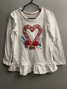 Max Studio Kids Girls Sequin Candy Cane Long Sleeve Shirt & Headband White XS - Picture 1 of 14