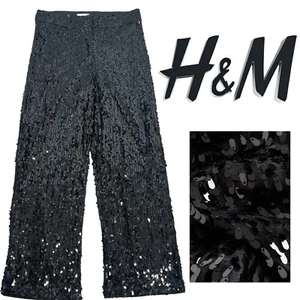 H&M black sequin pants size 10 - Picture 1 of 9