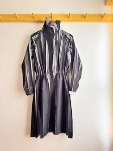 Vintage PLEATS PLEASE Issey Miyake New NWT stripe trench coat hood anorak jacket - Picture 1 of 16