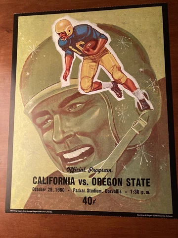1960 California Vs  Oregon State Vintage Football Poster  - Great For Framing Cover