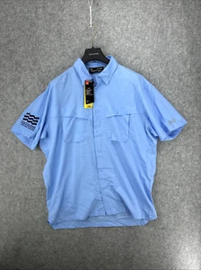 NWT Under Armour HeatGear Men's Size XL Blue Shirt Button Up UPF 30 Sport Loose - Picture 1 of 11
