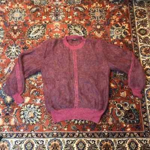 Vintage 80s Yvonne Bergin Womans Hand Knit Ireland Pullover Alpaca Sweater M/L - Picture 1 of 10