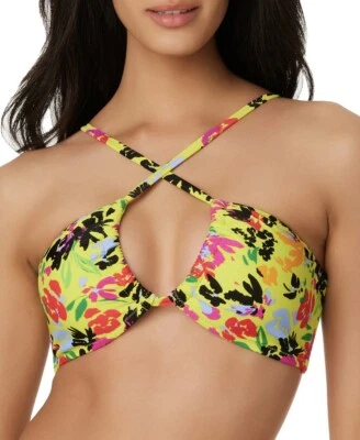 Top de bikini convertible elegante floral amarillo Bar III para mujer talla M Foto 1 de 4