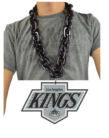 New NHL LOS ANGELES KINGS BIG Fan Chain Black Necklace 3D Foam Cover