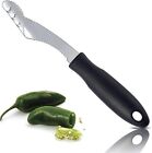 Stainless Steel Chili Corer Remover Kitchen Tool And Serrated Slice Rubber Handle