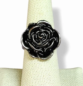 Black Rose Ring Stainless Steel Size 8 - Picture 1 of 6