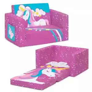 Unicorn Pink Flip Out Chair To Lounger Couch Sofa For Kids Girls Toddlers 1-3 - Picture 1 of 5