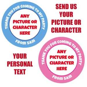 48 Personalised Birthday Party Stickers Thank you Sweet Cones Bags Seals 1008 - Picture 1 of 6