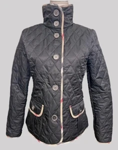 Burberry Brit Check getrimmte Steppjacke schwarz und steinfarben - Bild 1 von 16
