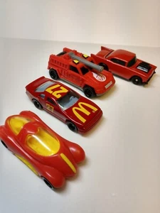 Hot Wheels 1990's McDonald's Happy Meal RED Toy Cars Lot Of 4 Loose - Picture 1 of 4