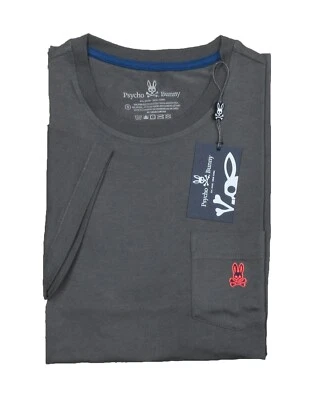 Camiseta masculina Psycho Bunny ímã cinza gola redonda manga curta bolso lounge - Imagem 1 de 4