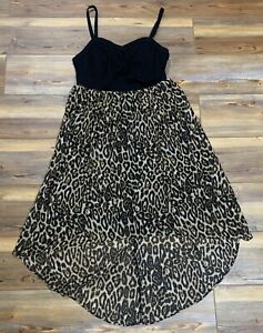 Torrid Black & Cheetah Print Hi Low Tank Dress Size Plus 0 (0X) Layered Boho